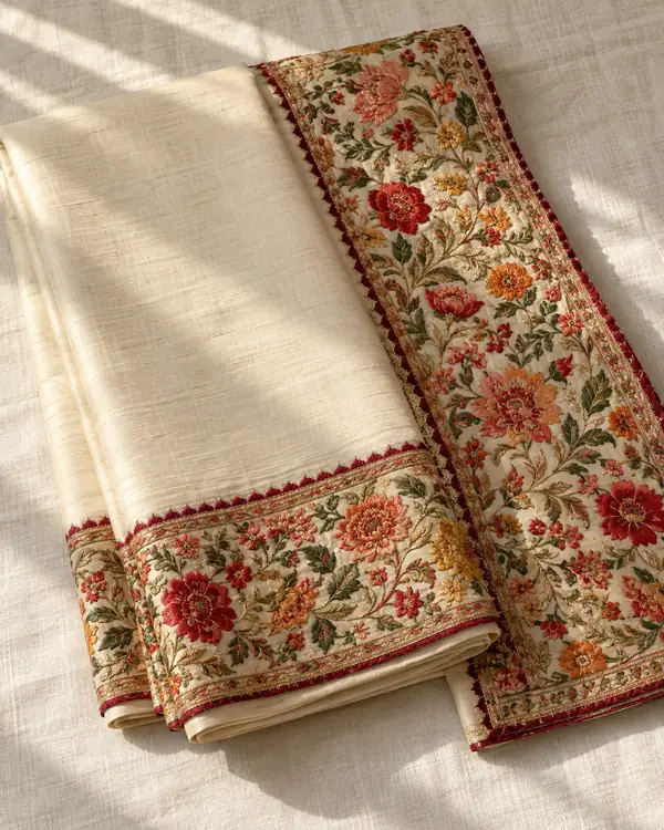 Paal Poo — Ivory · multicolour floral border